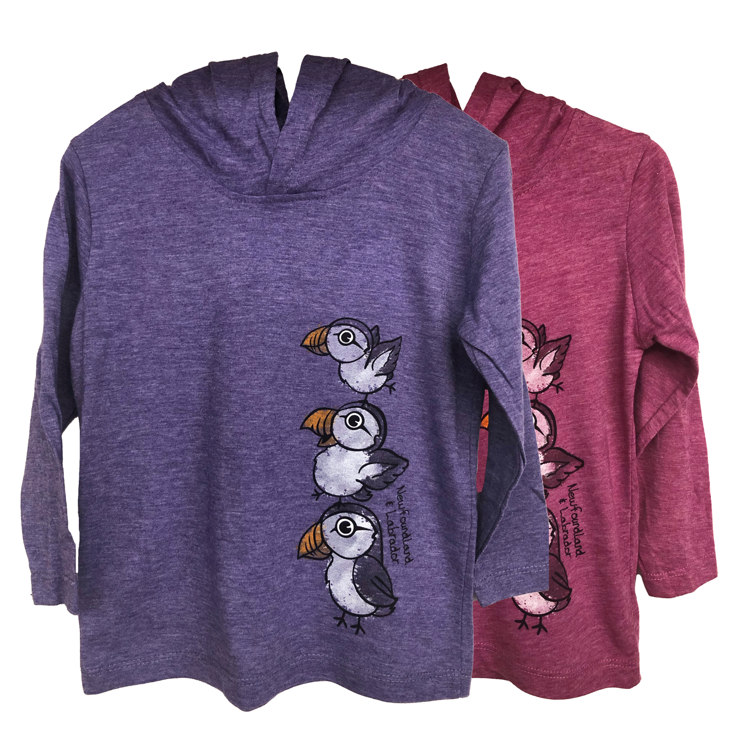 Girls Long Sleeve Hooded T-shirt 3 Puffin design