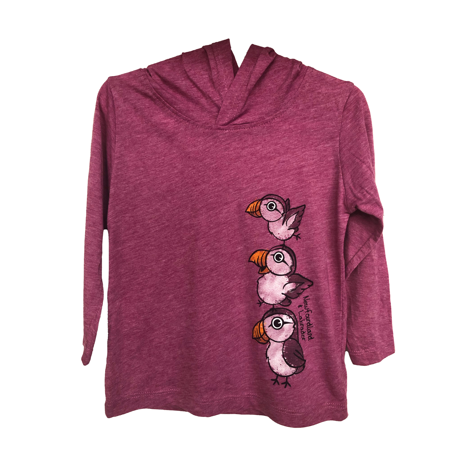 Girls Long Sleeve Hooded T-shirt 3 Puffin design