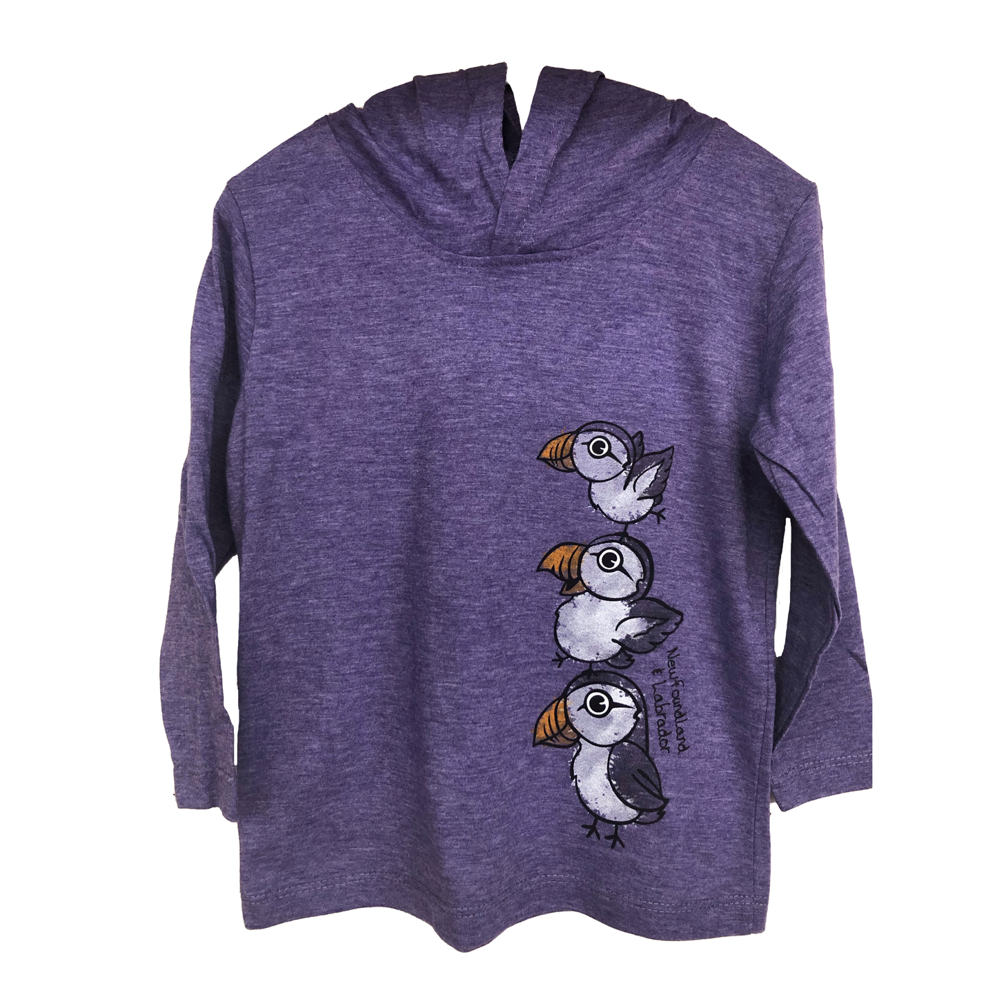 Girls Long Sleeve Hooded T-shirt 3 Puffin design
