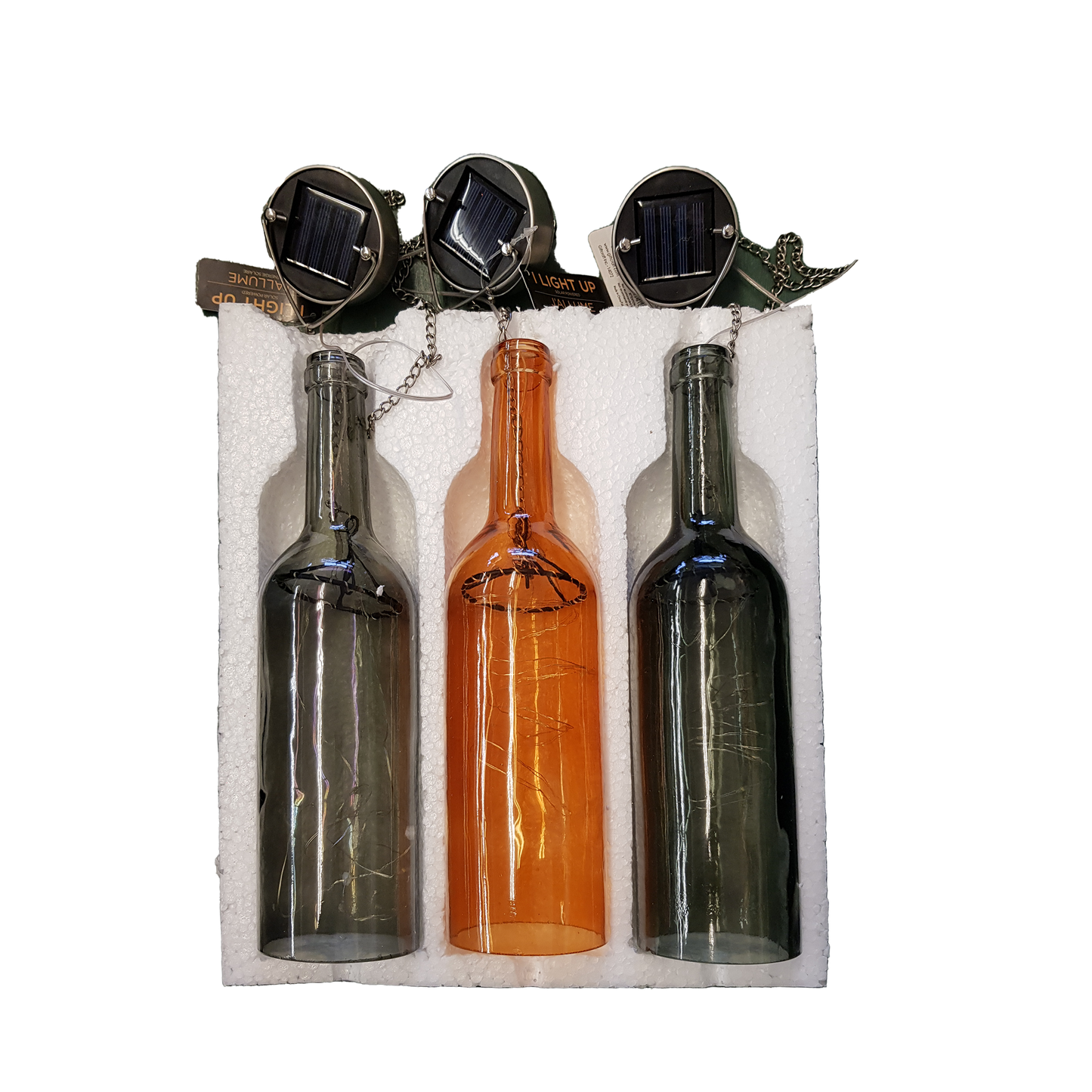 Solar Led Light Bottle Glass Green