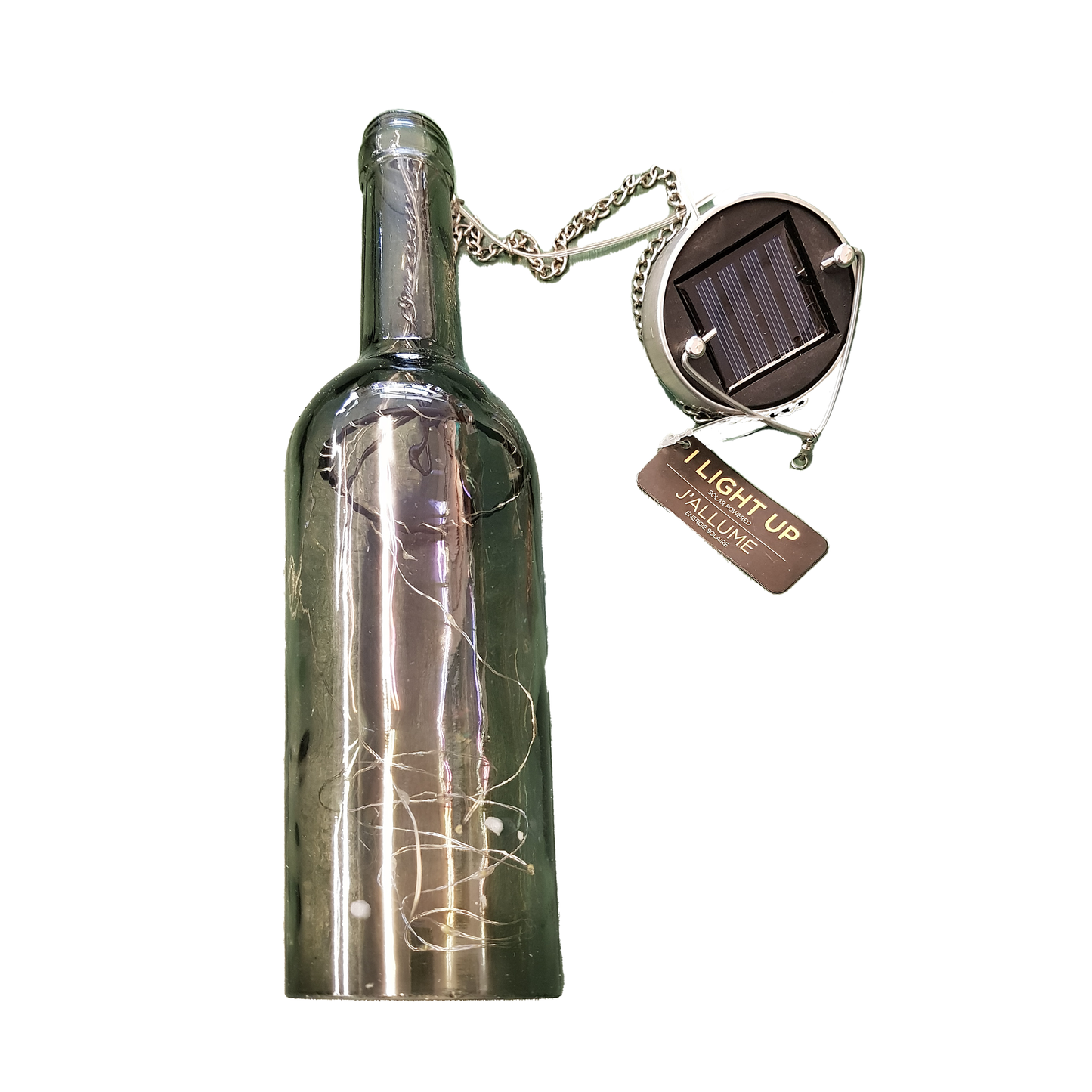 Solar Led Light Bottle Glass Green