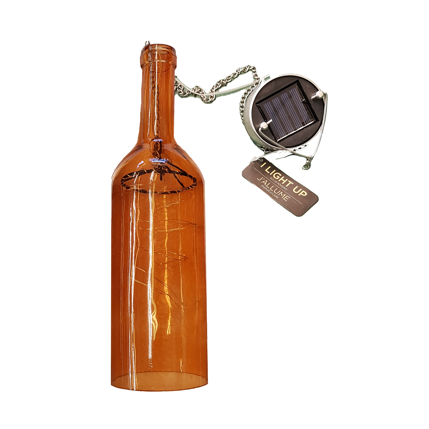 Solar Led Light Bottle Glass Green