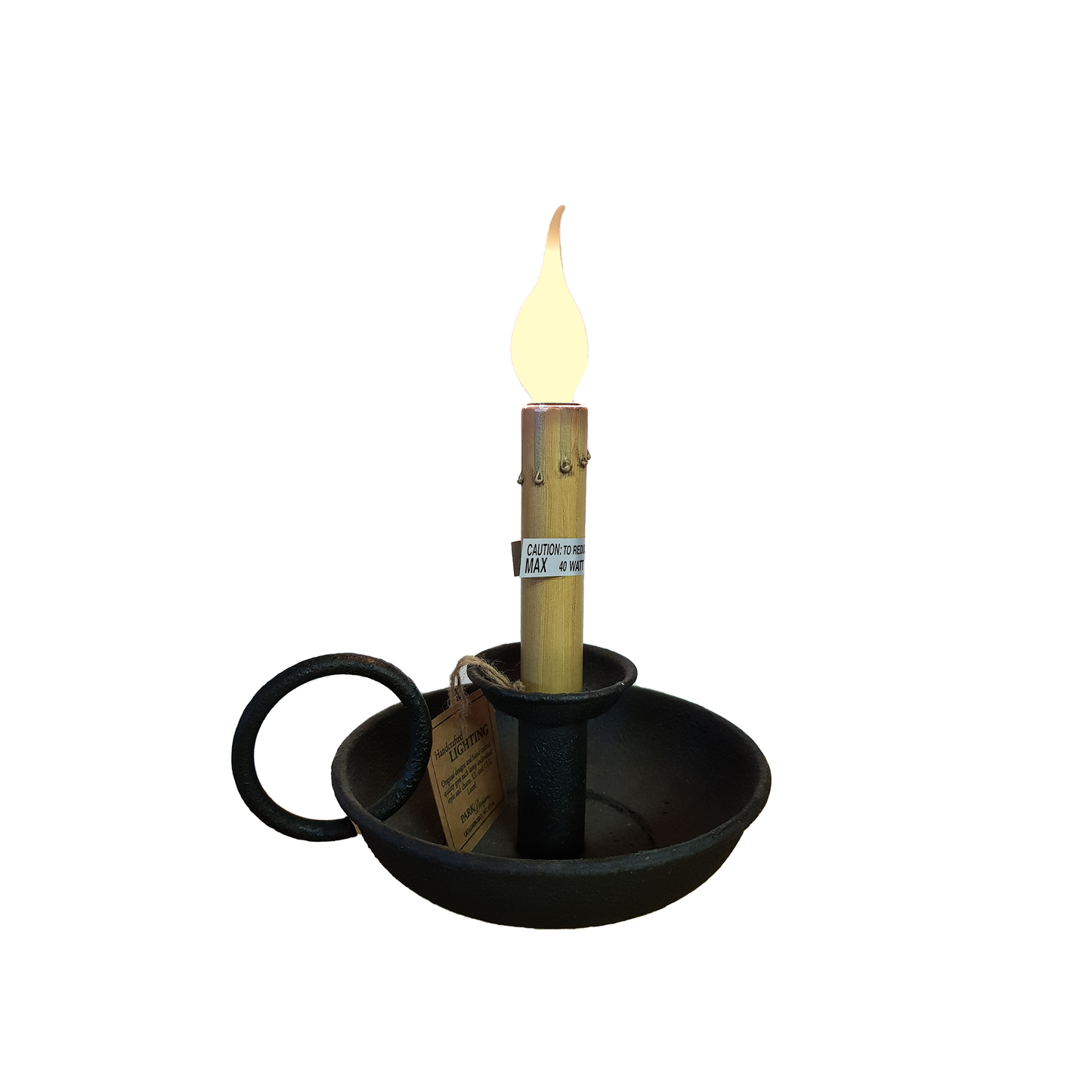 Burning Candle in a Vintage Candle Holder