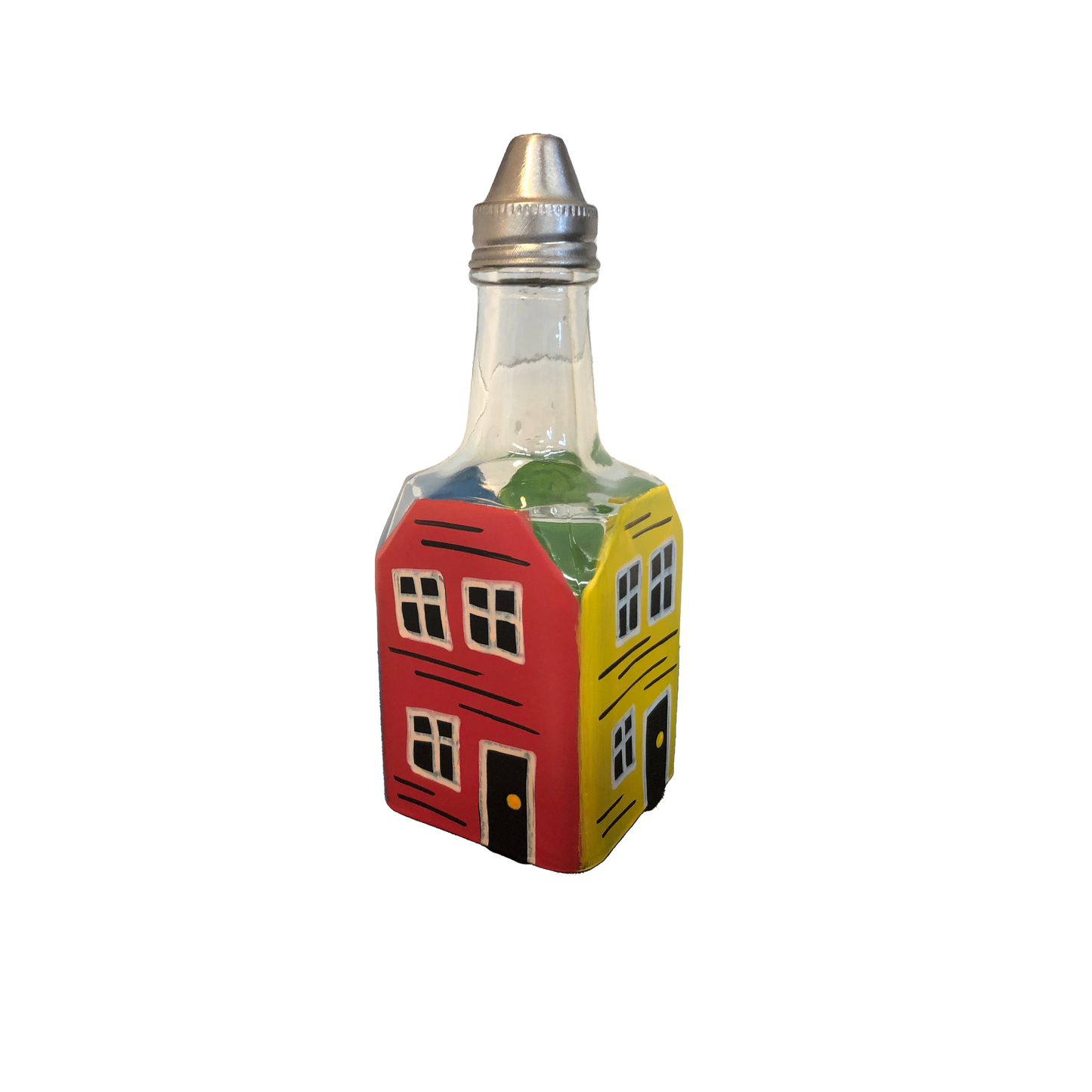 Hand-Painted Jellybean Row House Vinegar Bottle
