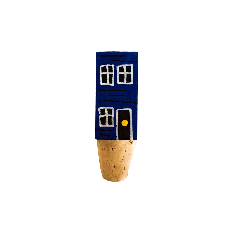 Hand-Painted Row House Wine Cork