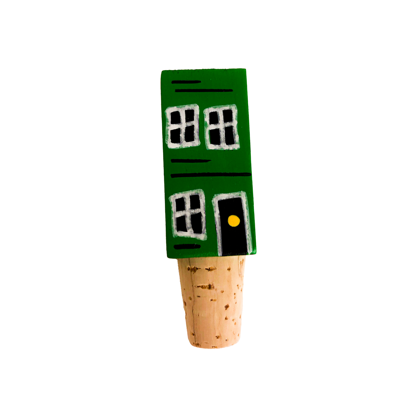 Hand-Painted Row House Wine Cork