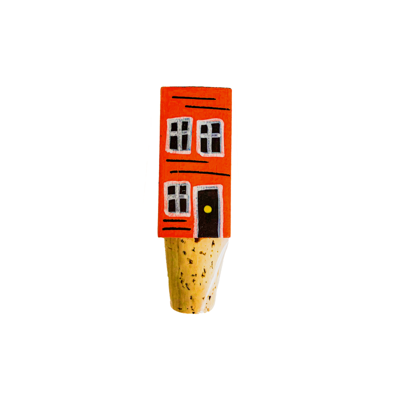 Hand-Painted Row House Wine Cork