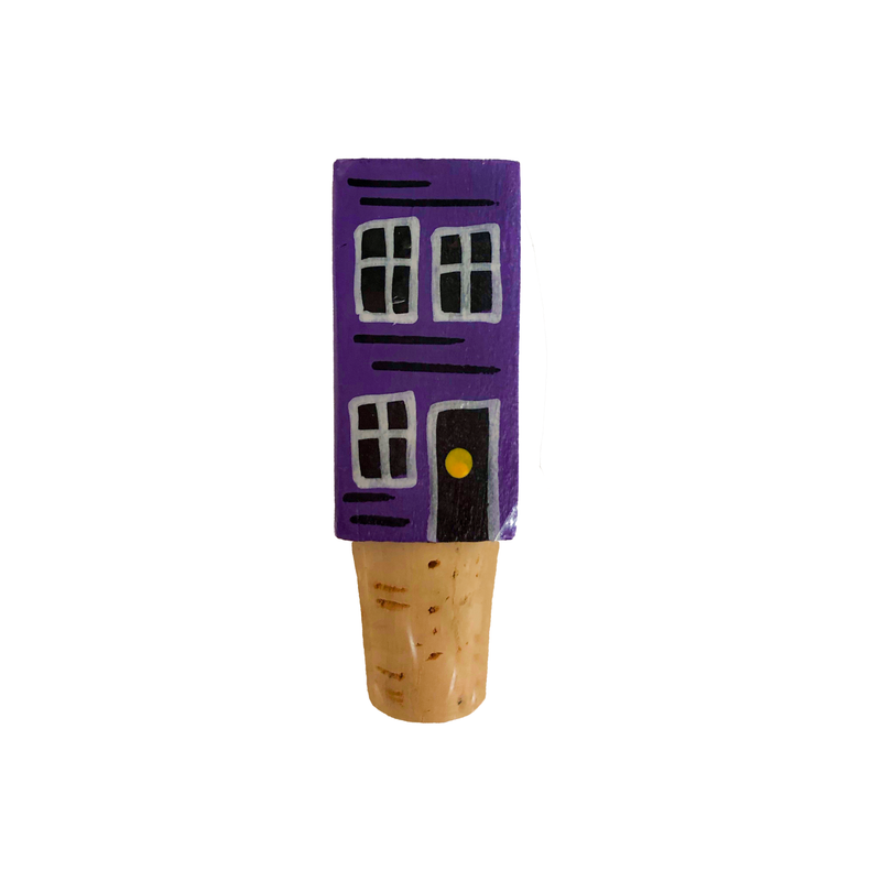 Hand-Painted Row House Wine Cork