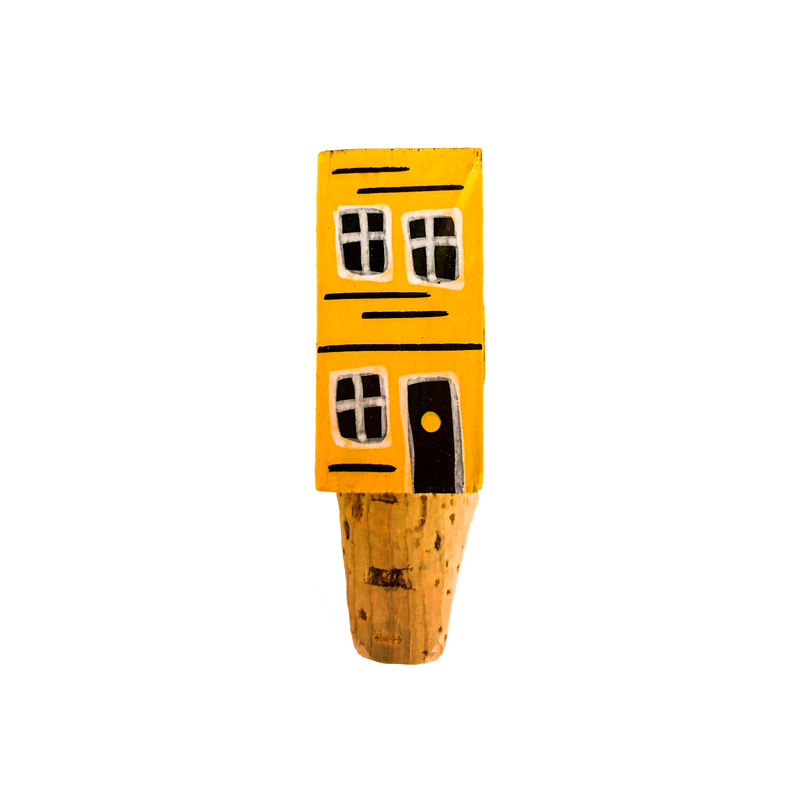 Hand-Painted Row House Wine Cork