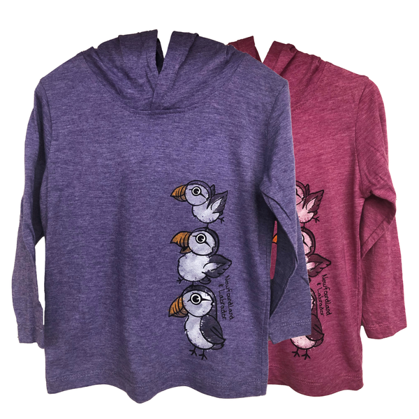 Girls Long Sleeve Hooded T-shirt 3 Puffin design