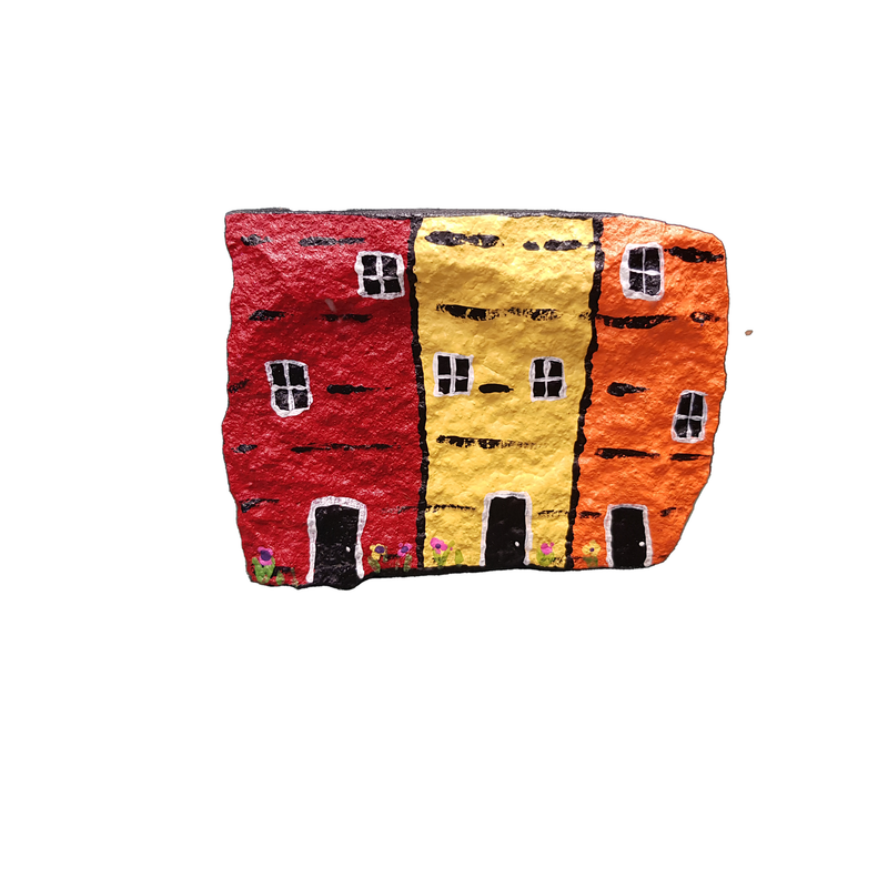 Row Houses Hand Painted Rocks