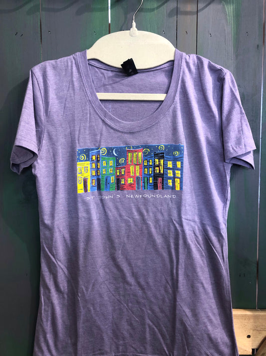 Ladies Short Sleeve T-Shirt Row House Print