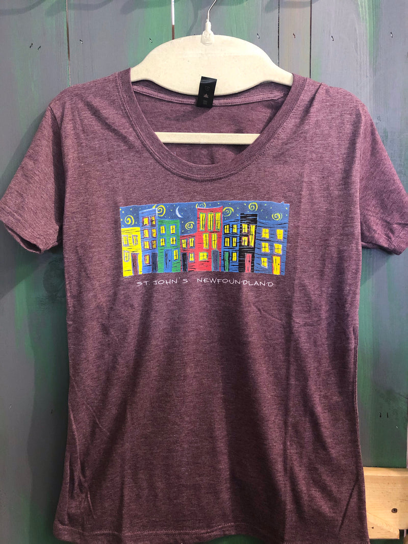 Ladies Short Sleeve T-Shirt Row House Print