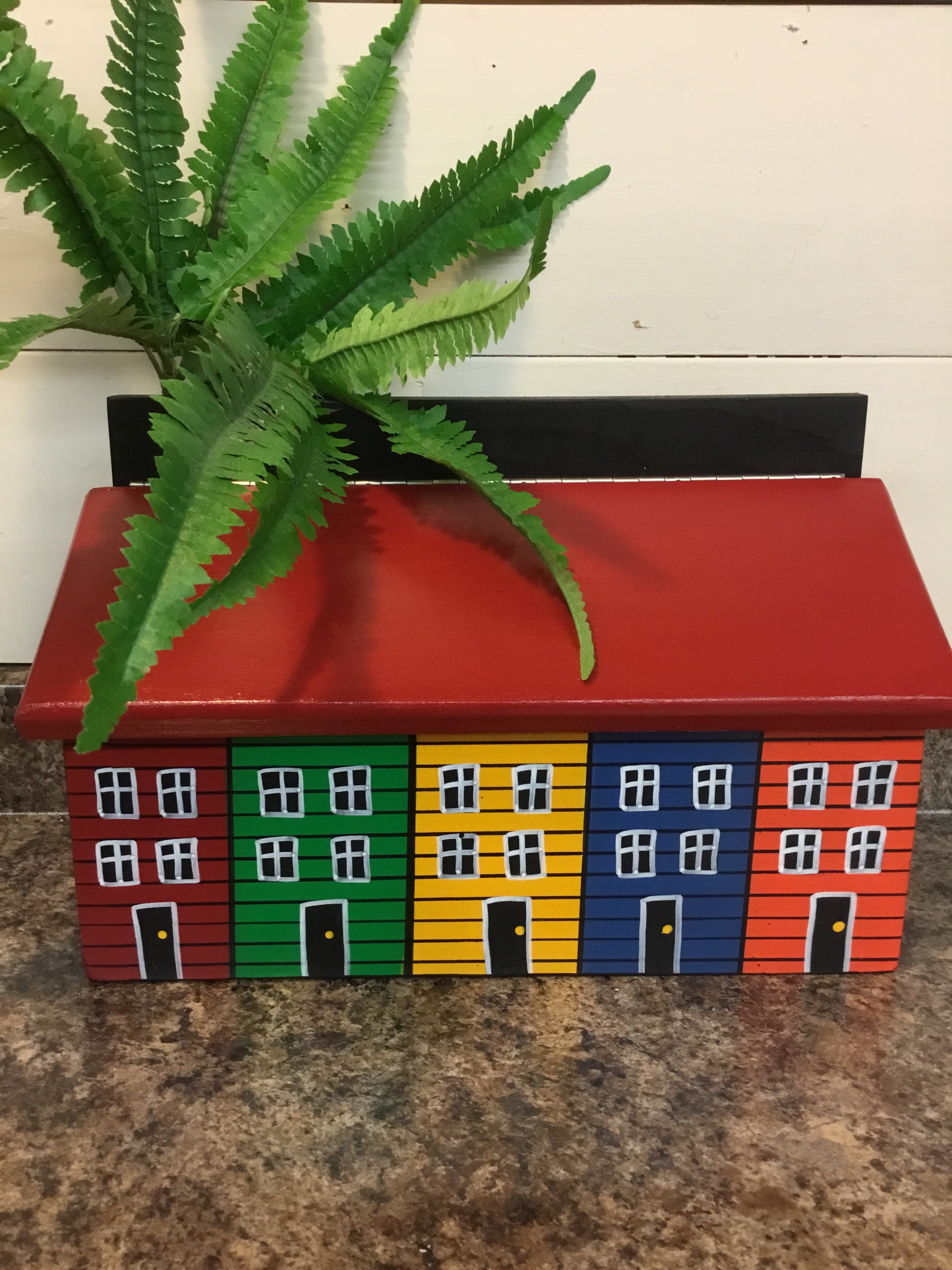 Row House Wooden Mailbox - vertical