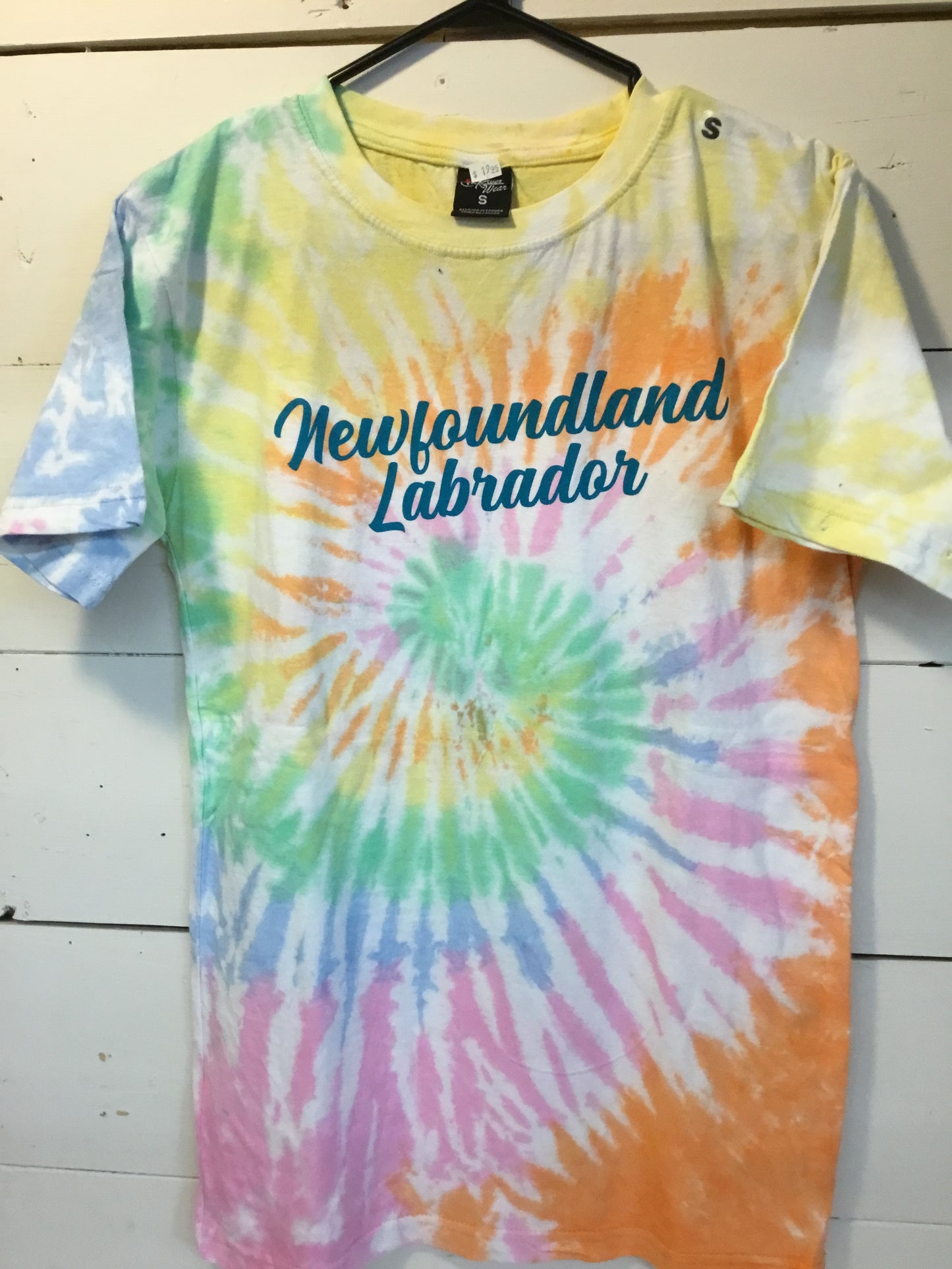 Unisex Adult Pastel Tie Dye T-shirt with Newfoundland Labrador Script