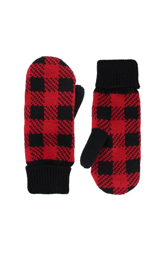 Ladies Buffalo Plaid Sherpa Lined Mittens