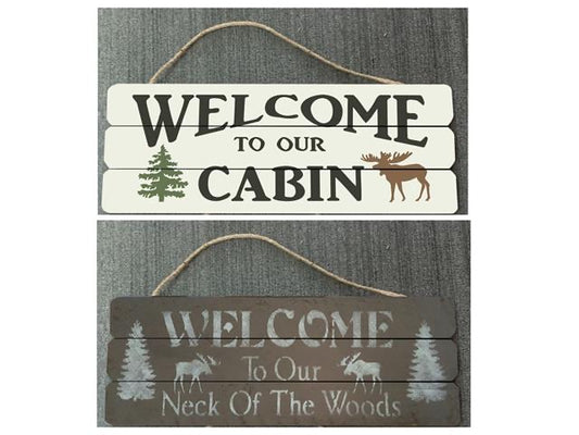 Rustic “Cabin” and “Wood” Welcome Signs Large 31.5”