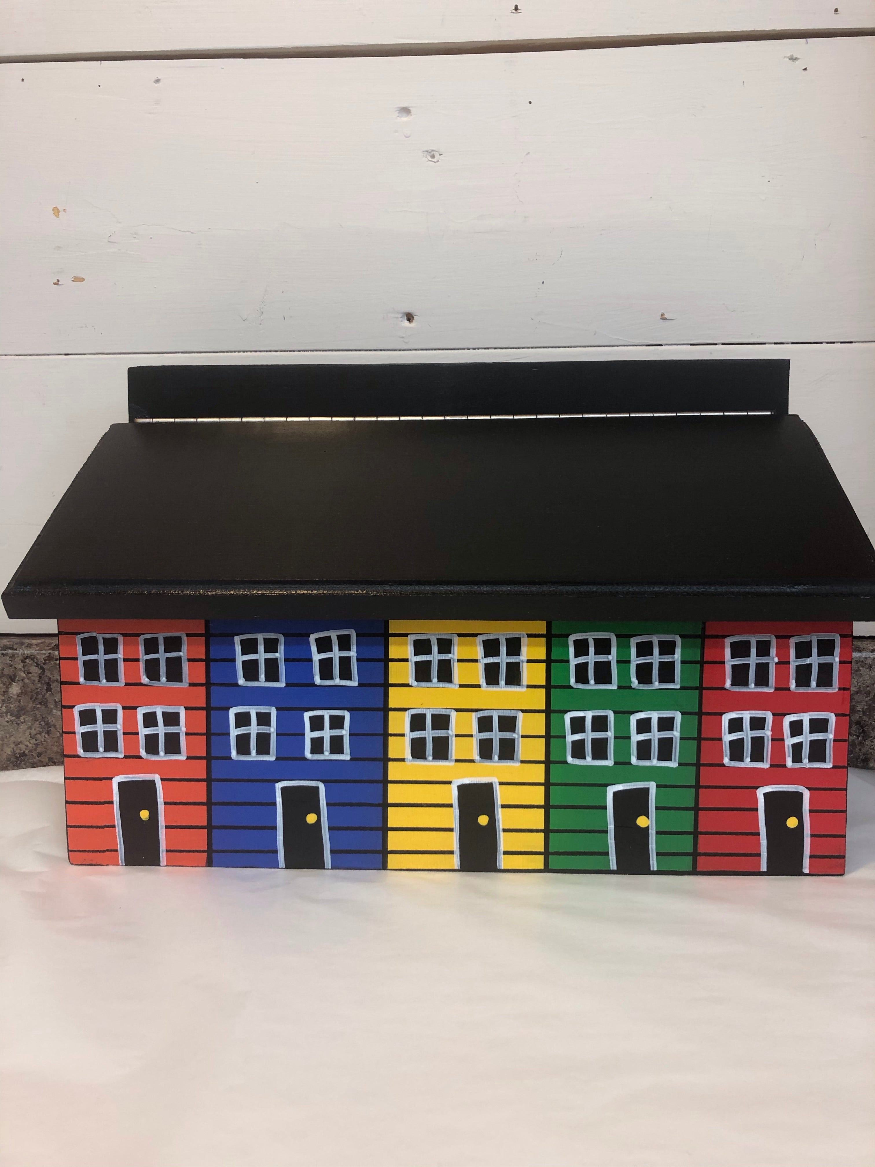Row House Wooden Mailbox - vertical