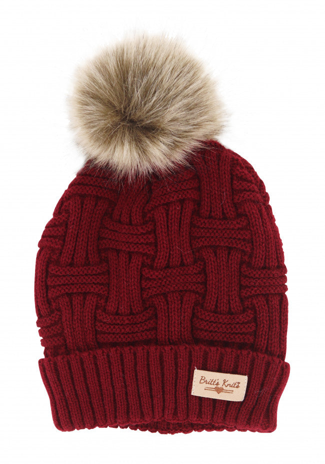 Britts Knits Ladies Fleece Lined Pom Toque